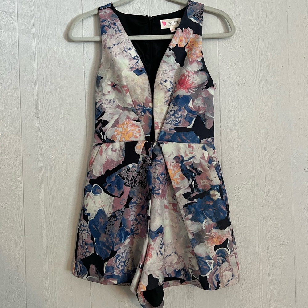 L’ATISTE floral plunging structured romper